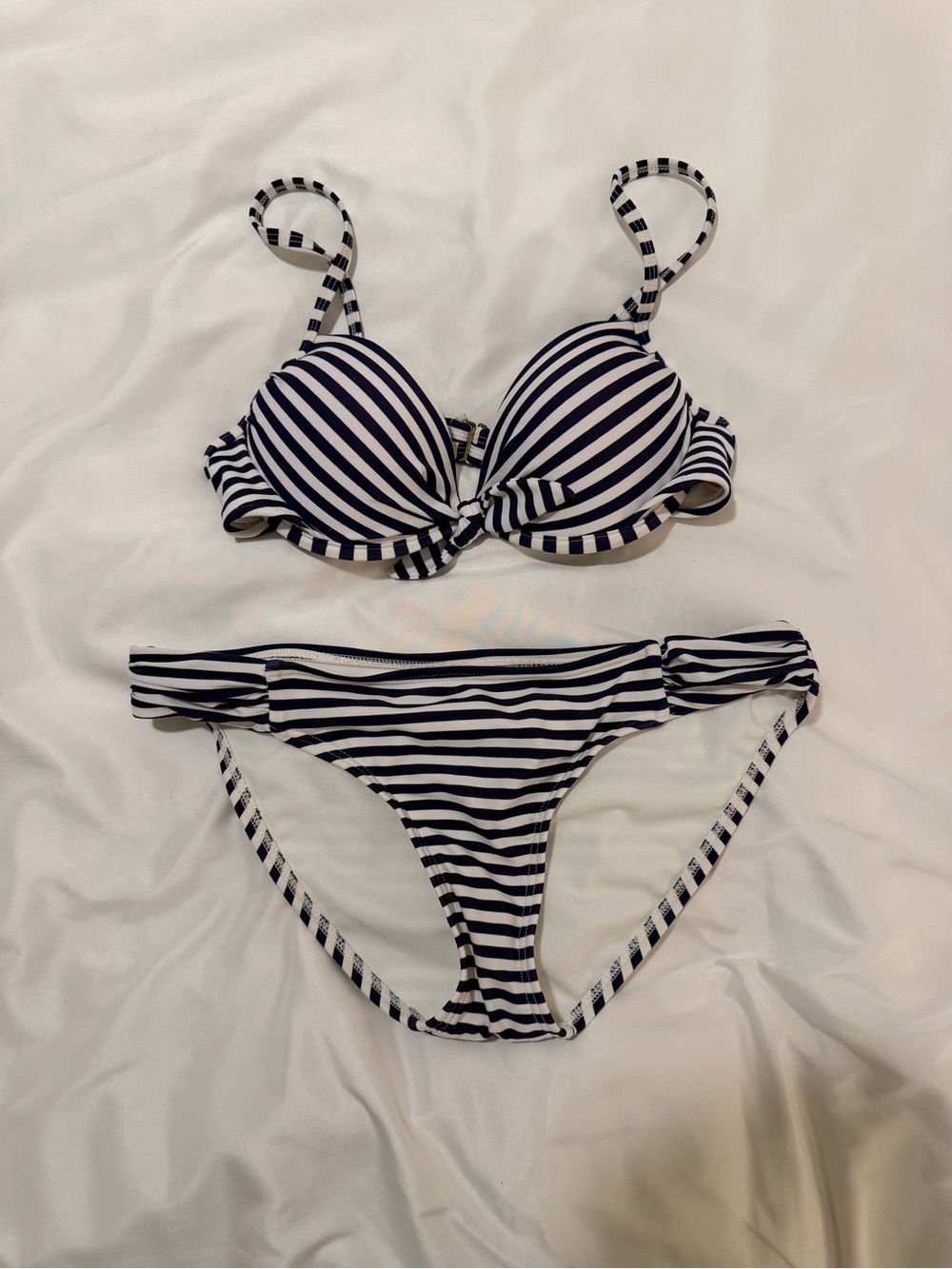 Blue and White Stripe Bikini Size Medium